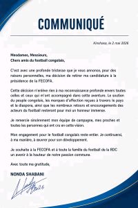 Nonda Shabani retire sa candidature à la FECOFA 