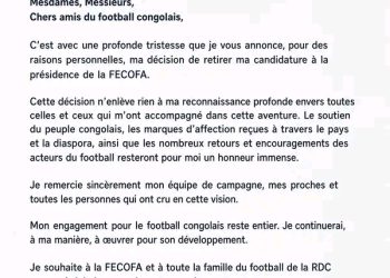 Nonda Shabani retire sa candidature à la FECOFA