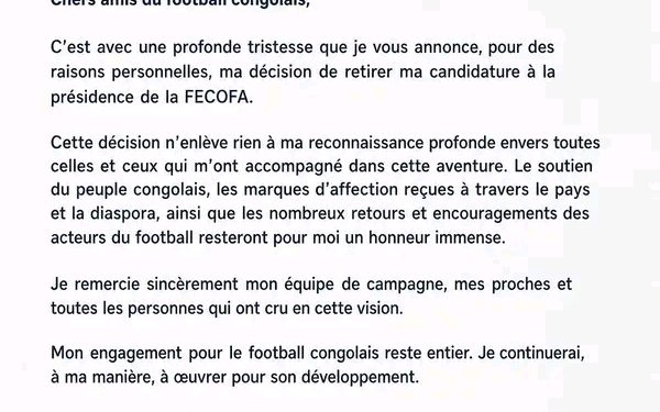 Nonda Shabani retire sa candidature à la FECOFA