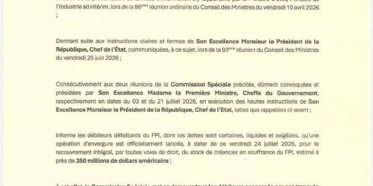RDC : le gouvernement lance un ultimatum de 30 jours aux débiteurs du FPI