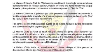 RDC : La Maison Civile du Chef de l&rsquo;État dément les allégations sur une prétendue troisième épouse de Félix Tshisekedi