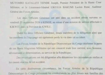 Accident aérien à Kenge : le général-major Sylvain Ekenge confirme le décès de deux hauts magistrats militaires