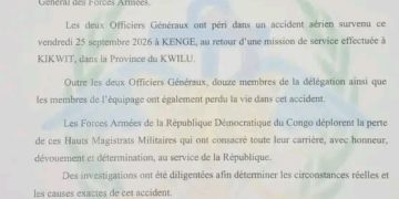 Accident aérien à Kenge : le général-major Sylvain Ekenge confirme le décès de deux hauts magistrats militaires