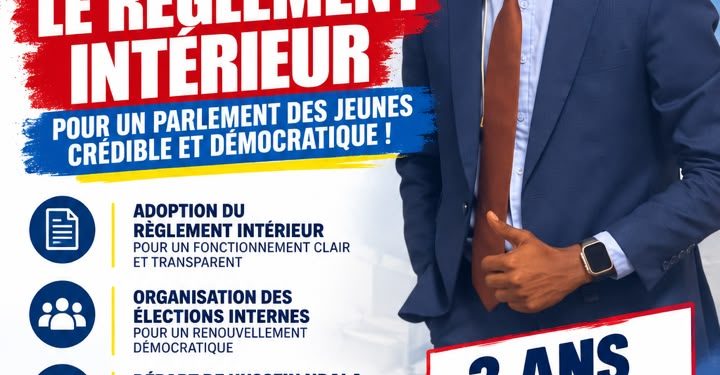Parlement des Jeunes : Leonard Sangwa plaide pour le règlement intérieur et l’alternance